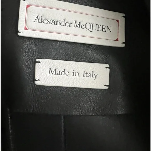 Alexander McQueen Zip Front Embroidered Peplum Leather Moto Jacket, Black, IT38 - Picture 2 of 12
